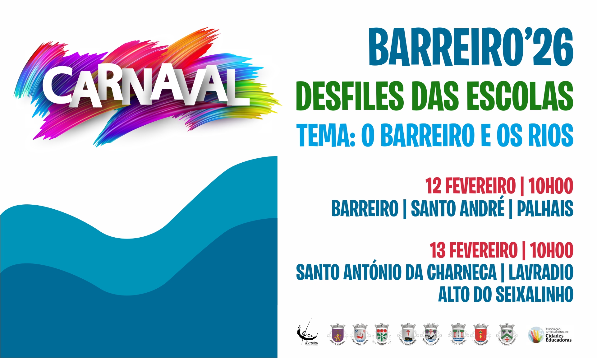 Carnaval das Escolas 2026 | Desfiles a 12 e 13 de fevereiro, a partir das 10h