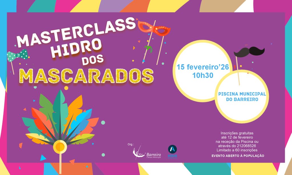 Imagem da MasterClass Hidro dos Mascarados 2026, 15 fevereiro, na Piscina Municipal do Barreiro