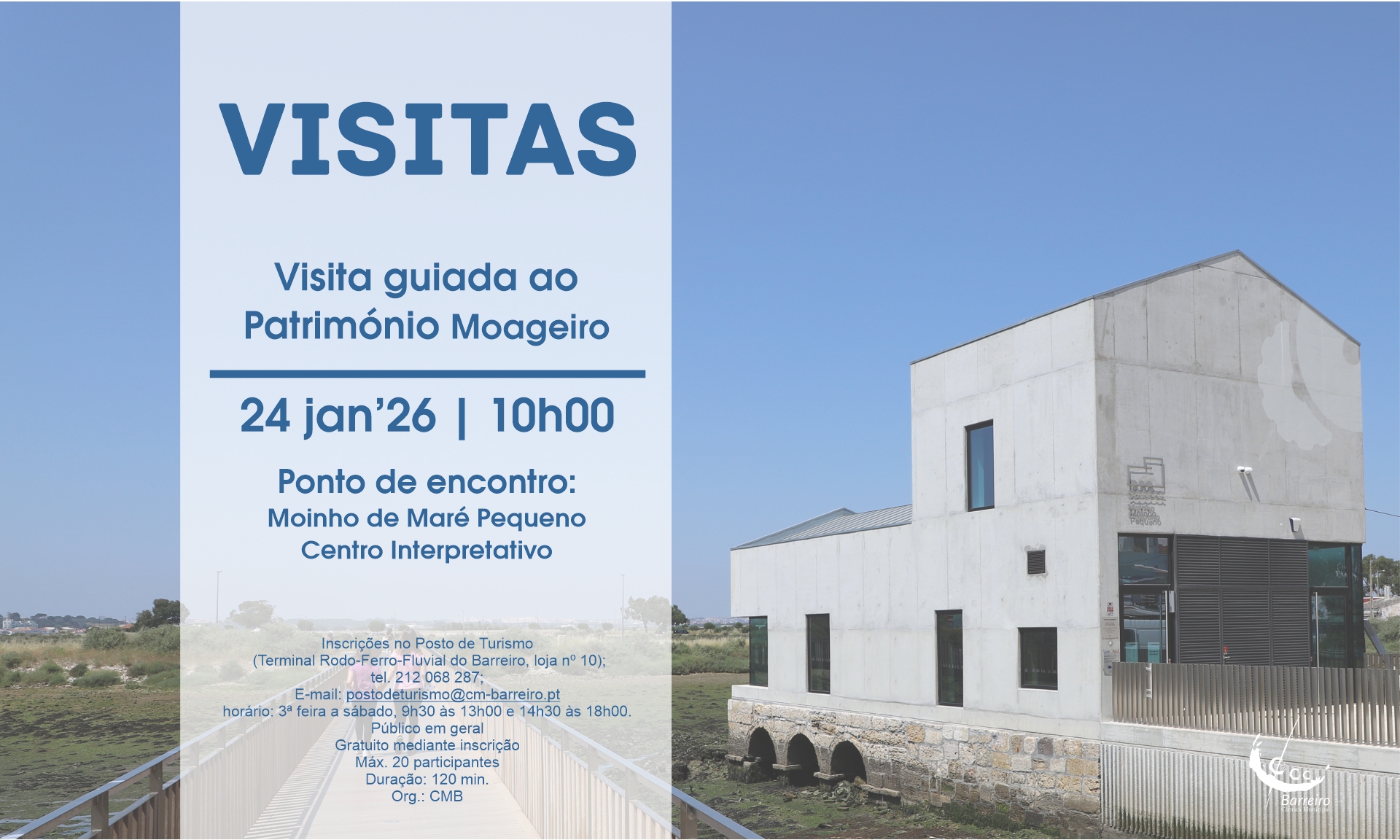 Imagem da Visita ao Património Moageiro | 24 janeiro | Ponto de encontro: Moinho de Maré Pequeno