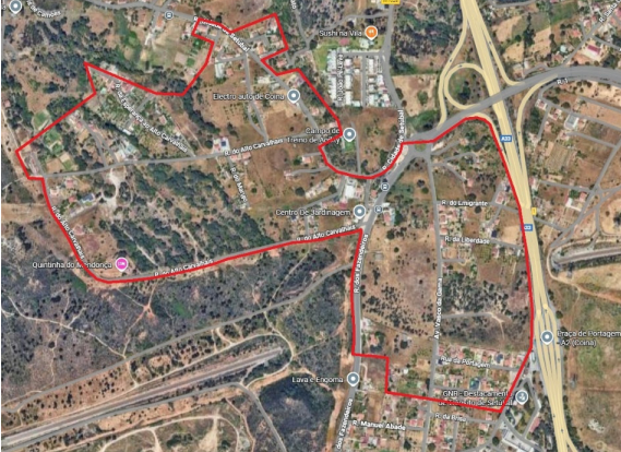 Mapa de satélite da rede de abastecimento que será afetada pela intervenção a 28 de janeiro de 2026