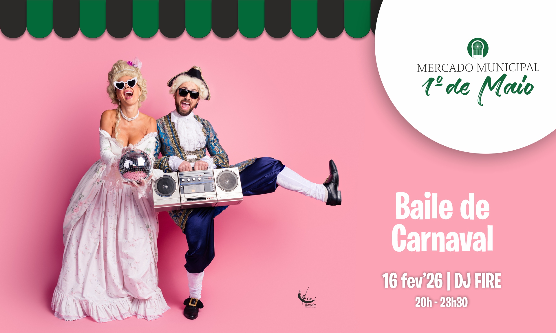 Baile de Carnaval no Mercado 1º de Maio a 16/2/26, no Barreiro