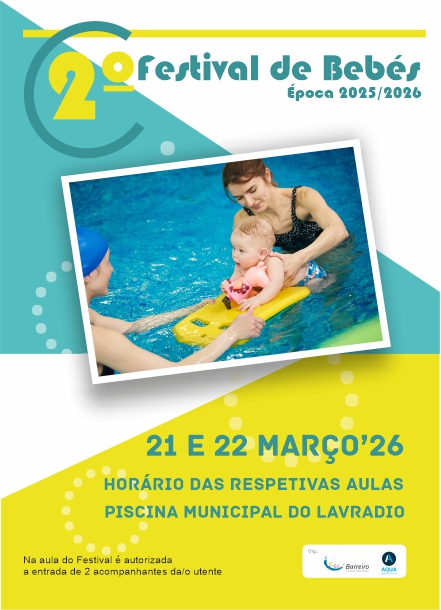 Imagem do 2º Festival de Bebés, 21 e 22 março, Circuito de Natação do Barreiro 2025/2026