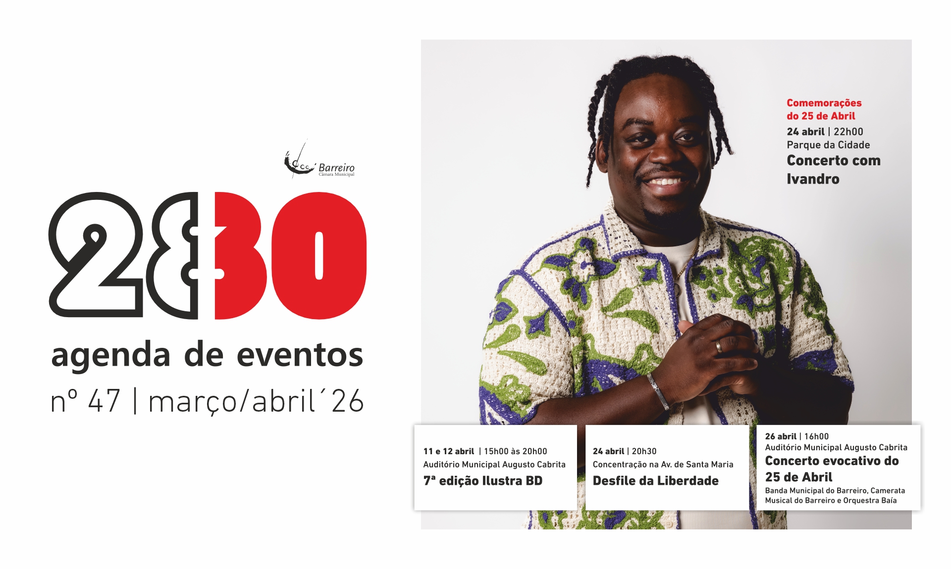 Imagem da Agenda de Eventos do Barreiro março/abril 2026