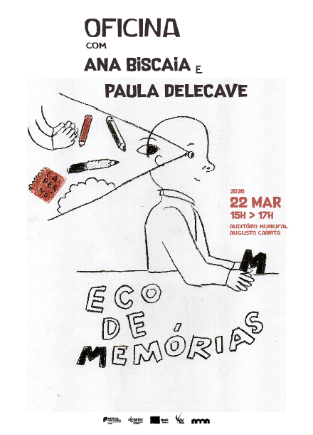 Cartaz da Oficina Eco de Memórias, 22/3/26 no Auditório Municipal Augusto Cabrita às 15h