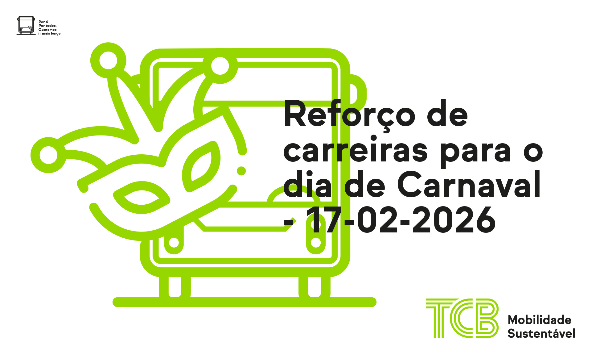 TCB | Reforço de carreiras a 17 de fevereiro 2026 | Horários Período de Férias de Carnaval