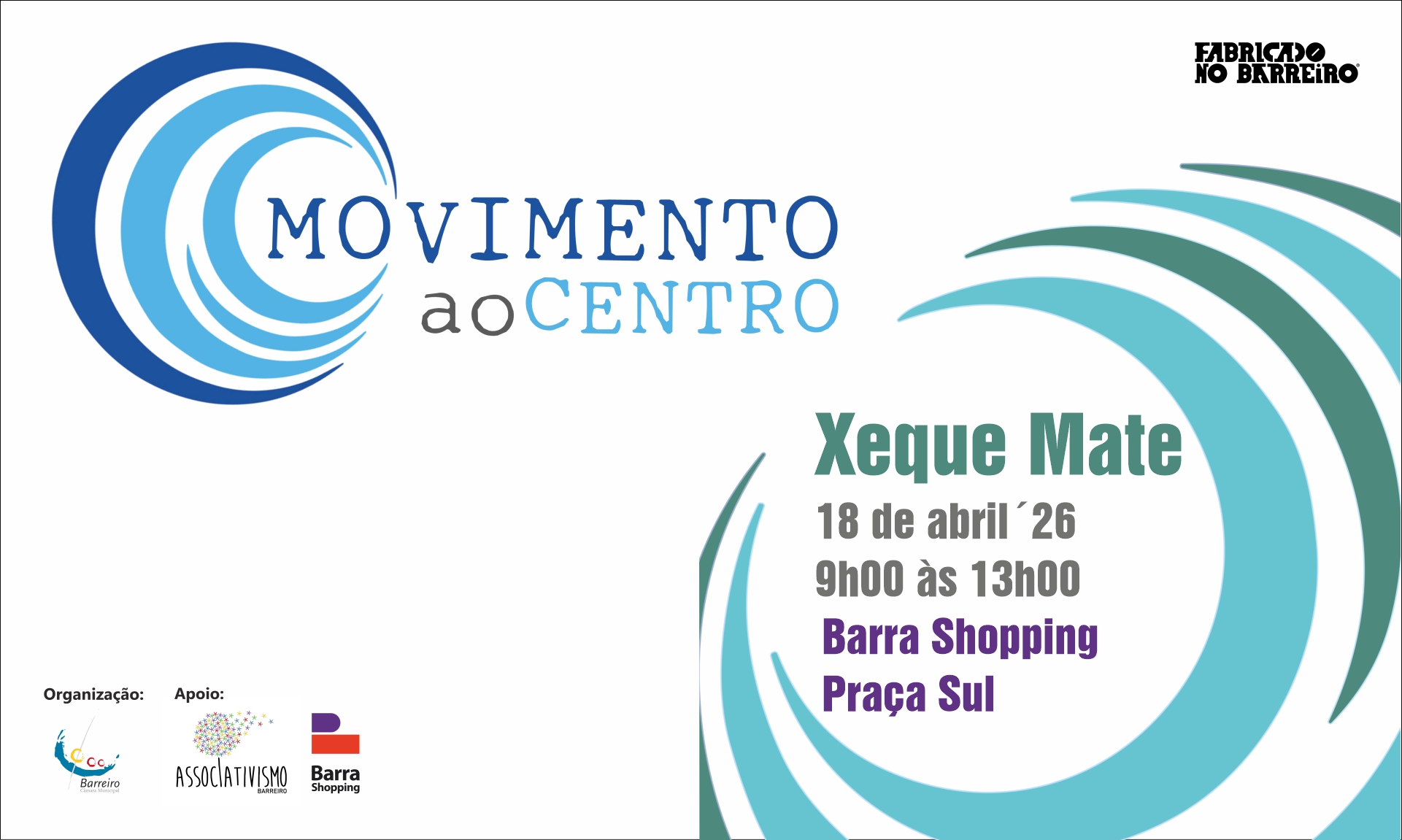 Movimento ao Centro - Xeque Mate, a 18/4/26, das 9h às 13h no Barra Shopping, Praça Sul