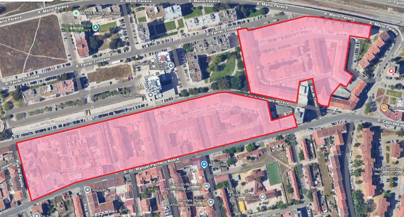 Área afetada na Interrupção no abastecimento de água a 16 março 2026 | Santinha, Alto do Seixalinho