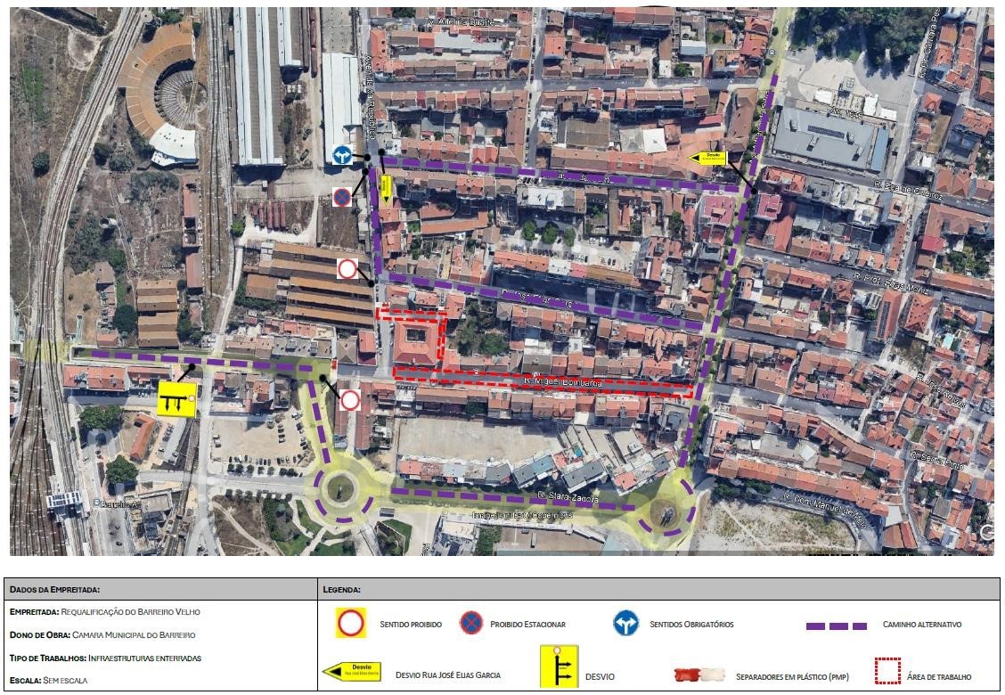 Imagem com indicações sobre as Alterações na circulação rodoviária na Avenida da República
