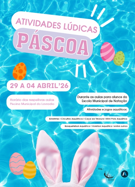 Imagem das Atividades Lúdicas da Páscoa 2026 em Natação na Piscina Municipal do Lavradio