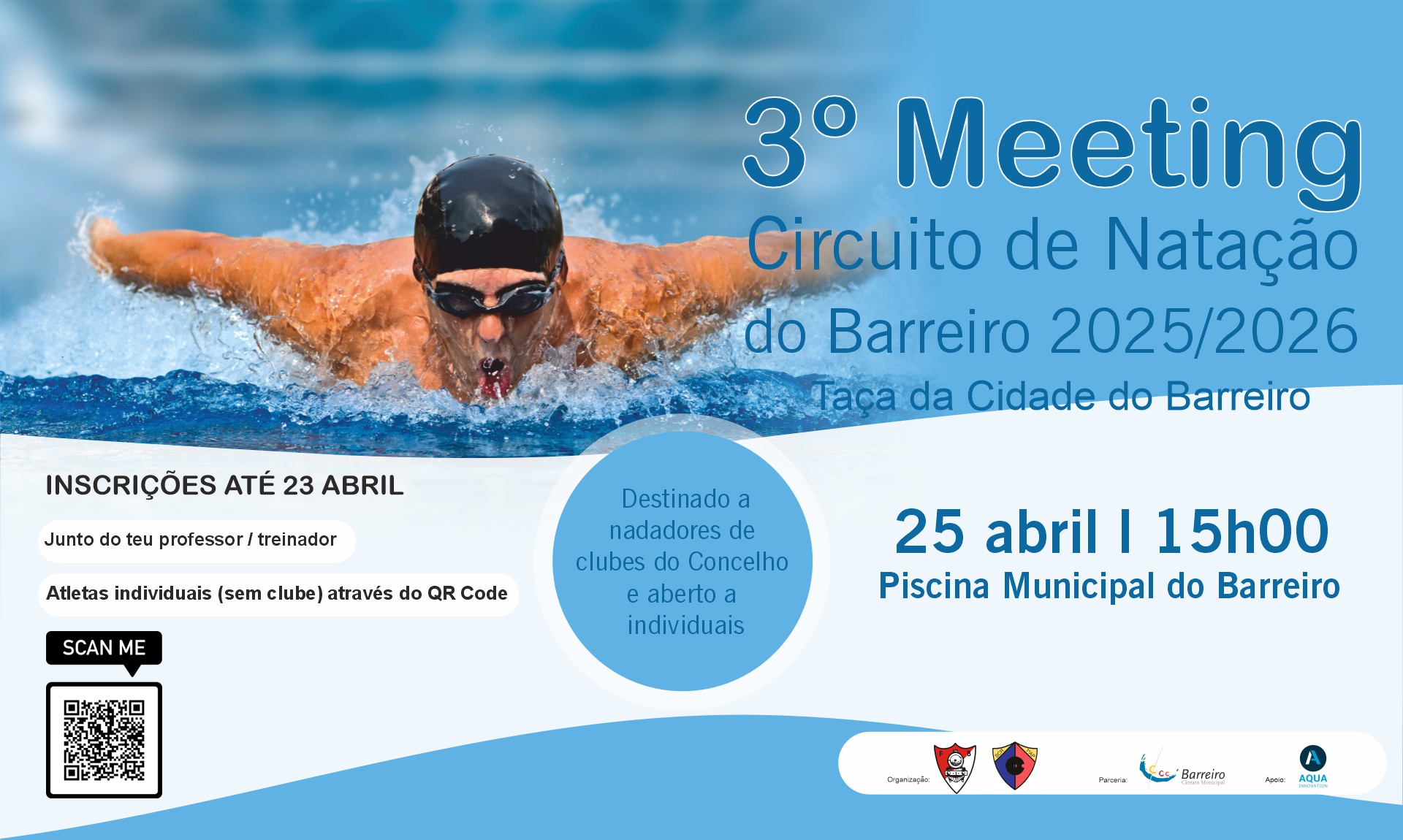 Circuito de Natação 2025/26 - 3º Meeting/Taça da Cidade do Barreiro, 25 abril, Piscina do Bar...