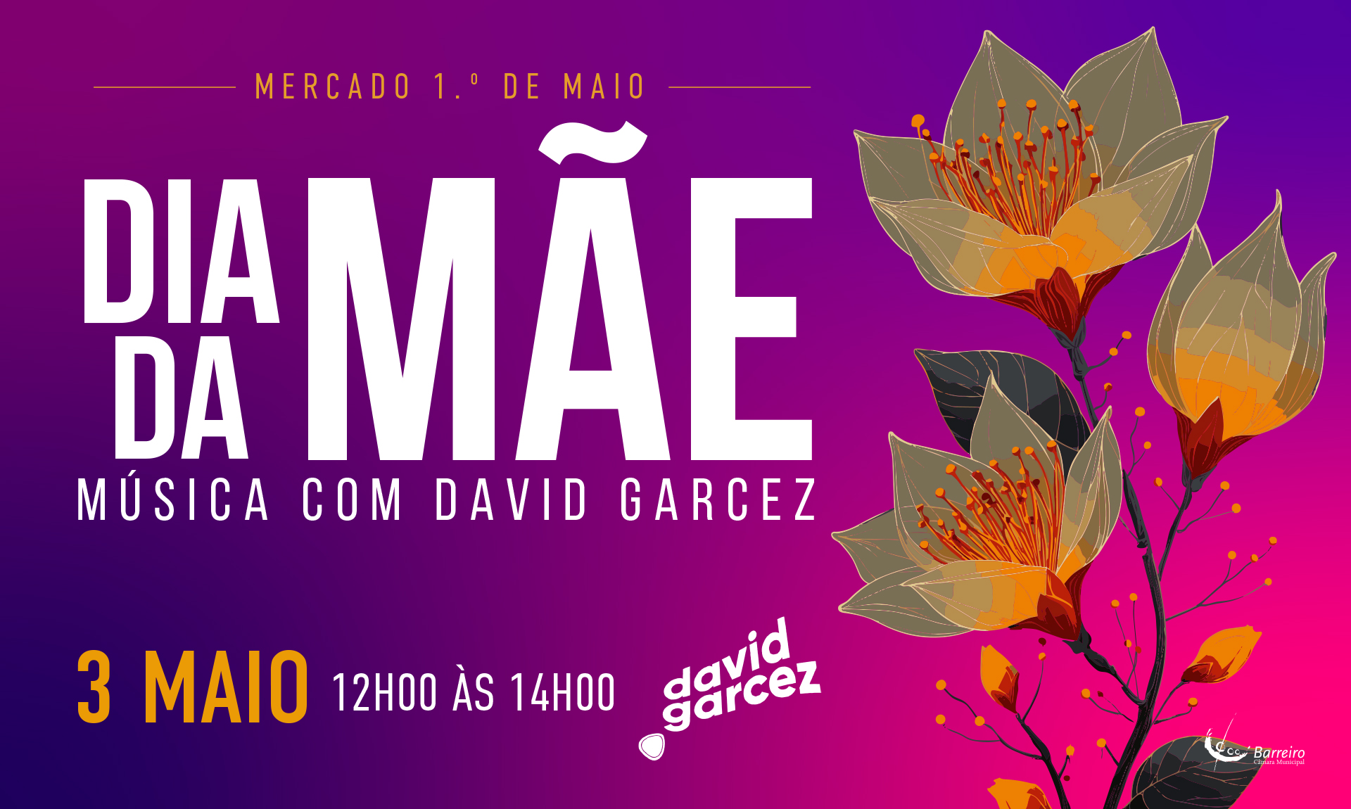 Imagem de David Garcez ao Vivo, Música, 3 maio 2026, 12h00 no Mercado Municipal 1º de Maio