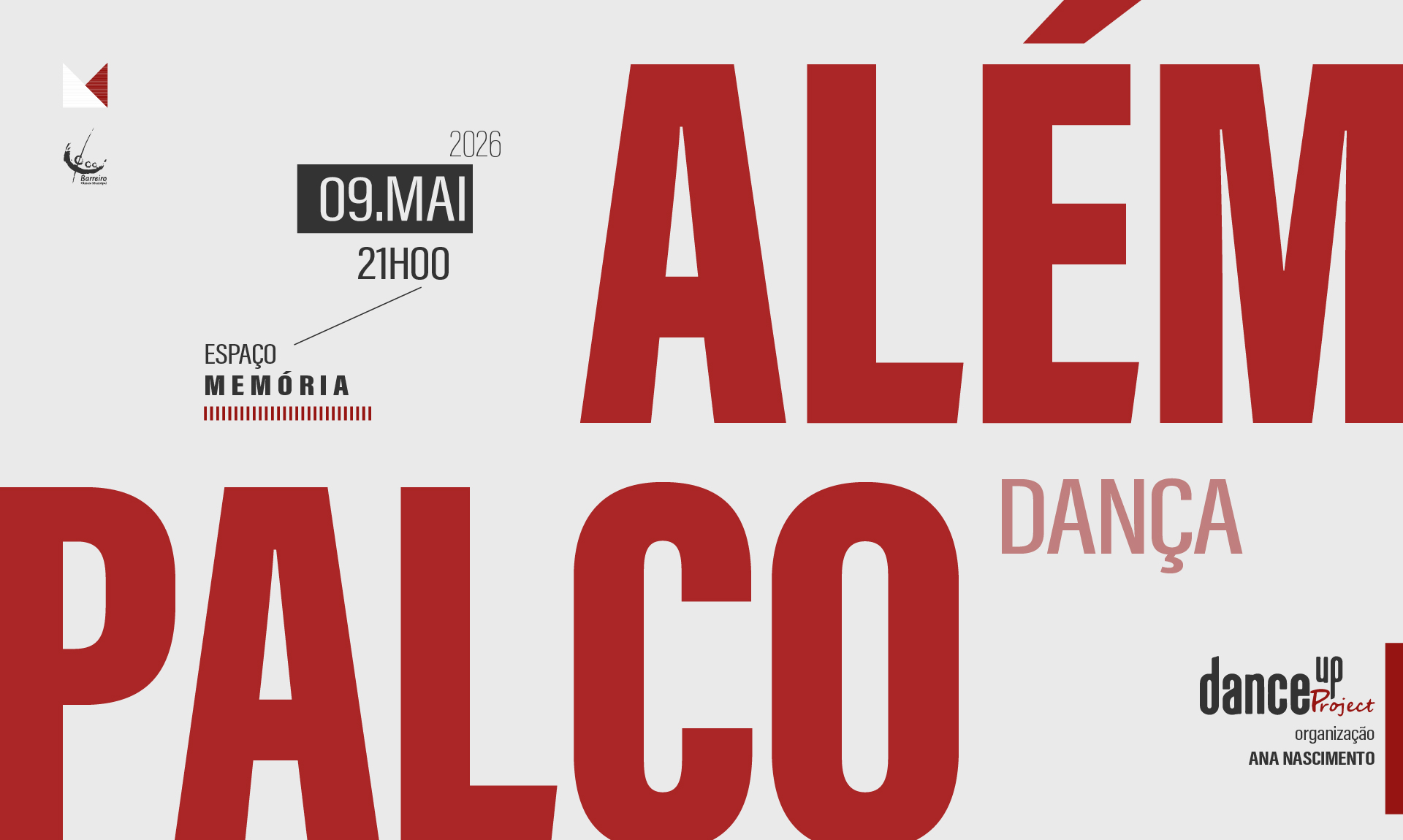 Imagem de Além Palco – Pelo Dance UP Project, 9 maio 2026, 21h no Espaço Memória