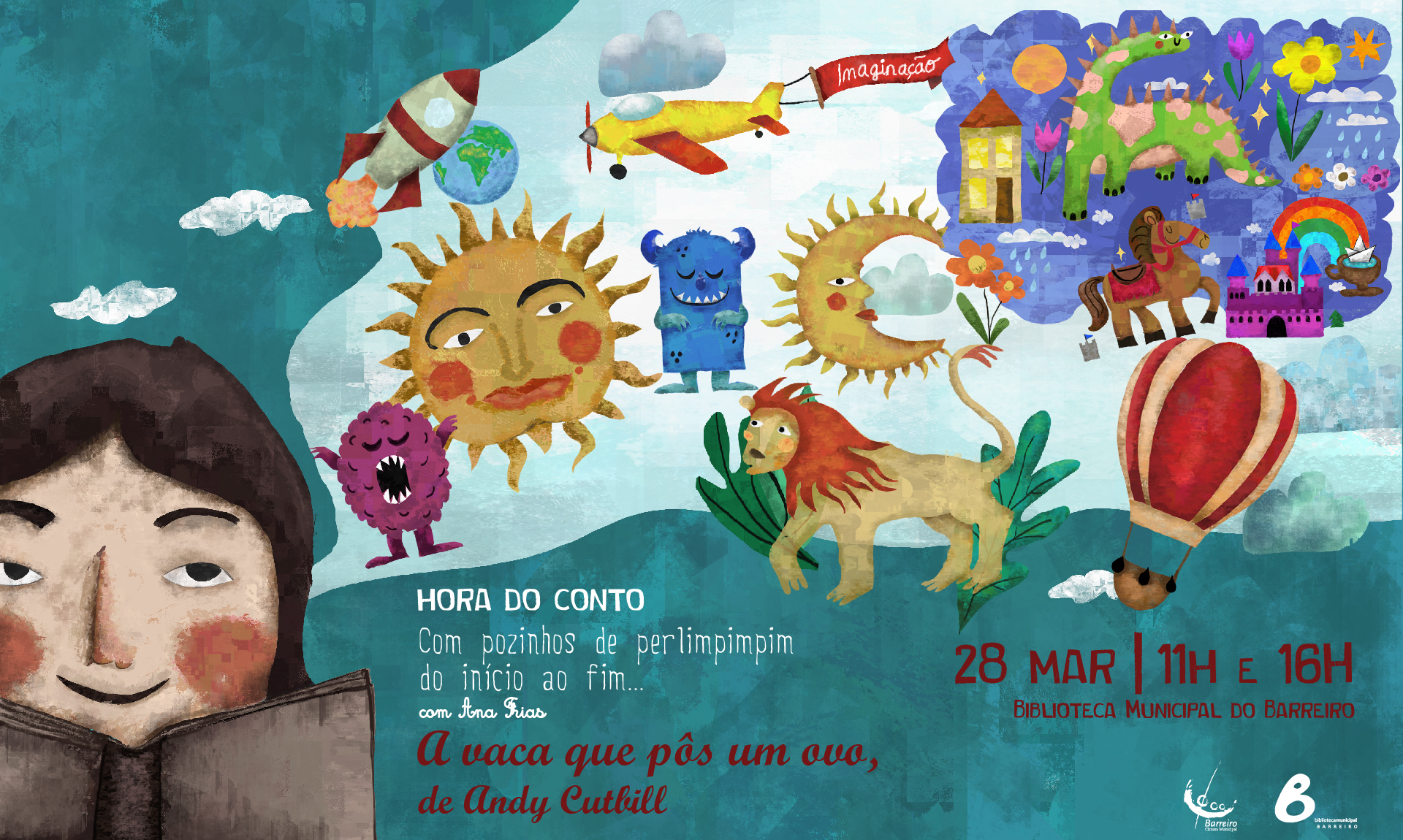 Hora do Conto com pozinhos de perlimpimpim do início ao fim, 28/3/26, 11h e 16h, na Biblioteca