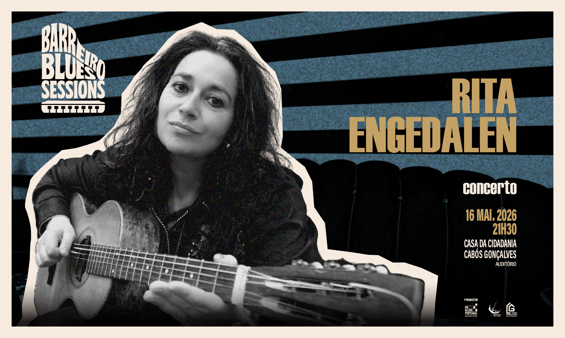 Barreiro Blues Sessions convida Rita Engedalen dia 16/5/26, 21h30, na Casa da Cidadania do Barreiro