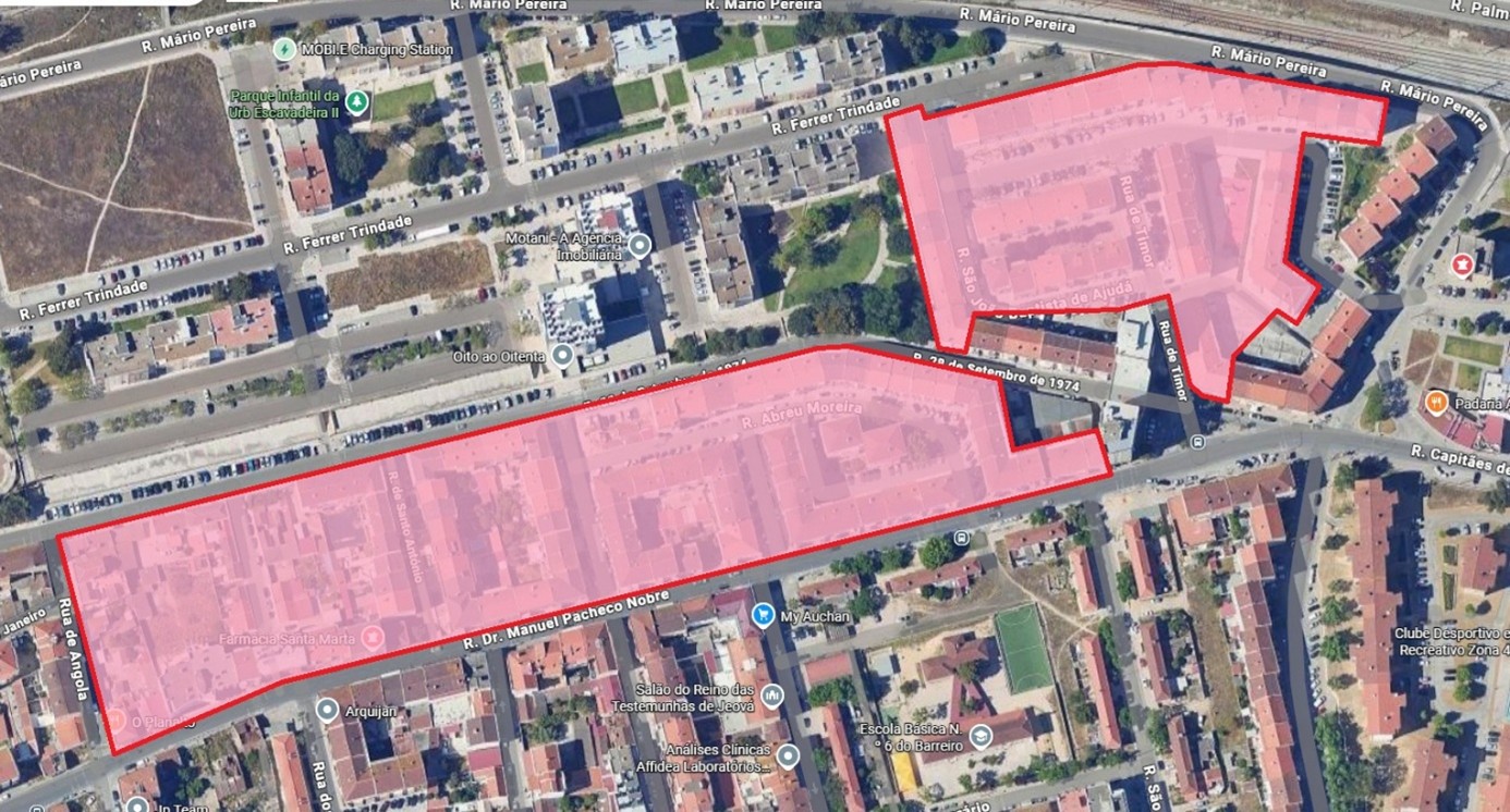 Área afetada na Interrupção no abastecimento de água a 18 março 2026 | Santinha, Alto do Seixalinho