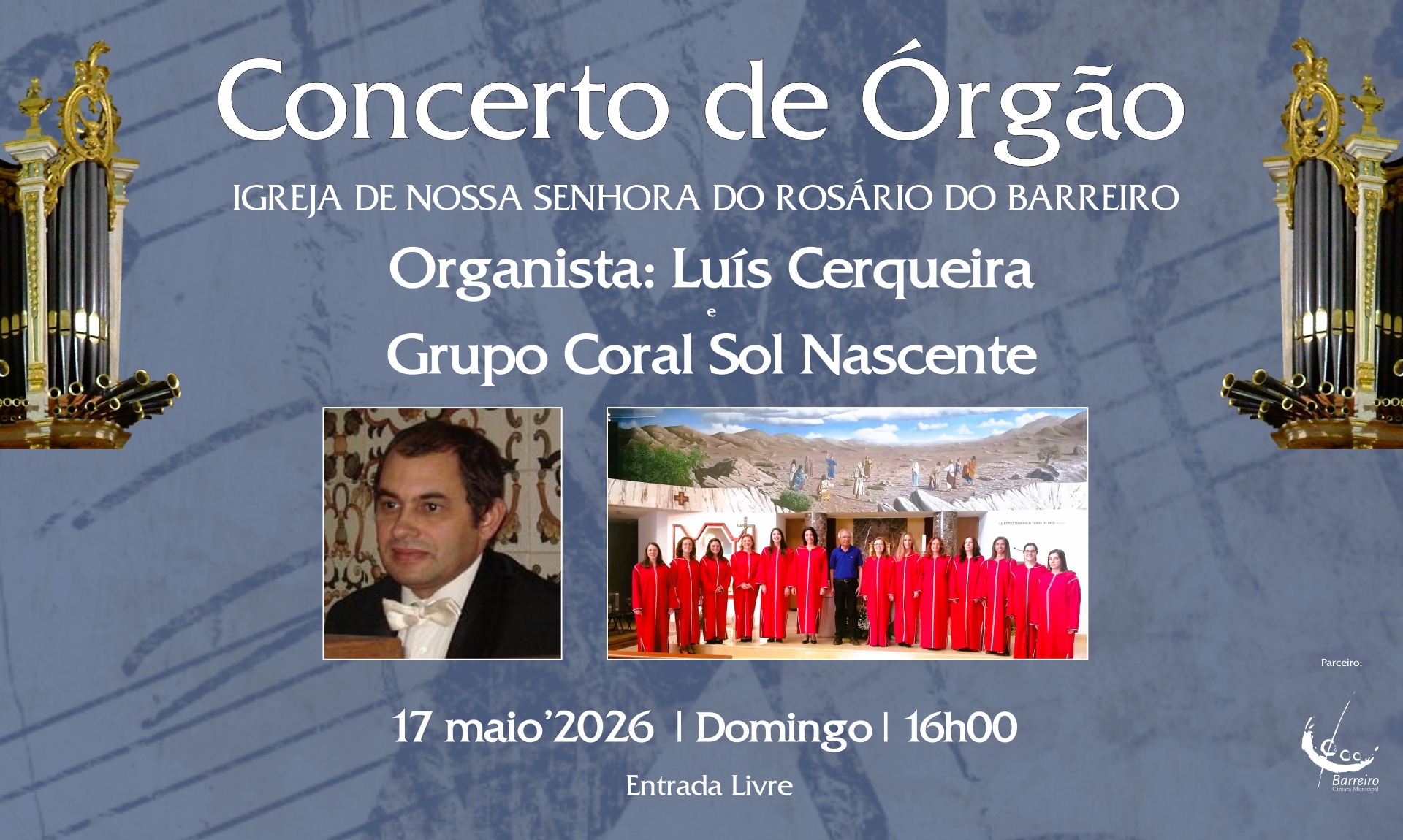 Concerto de Órgão a 17/5/26 na Igreja de Nossa Senhora do Rosário