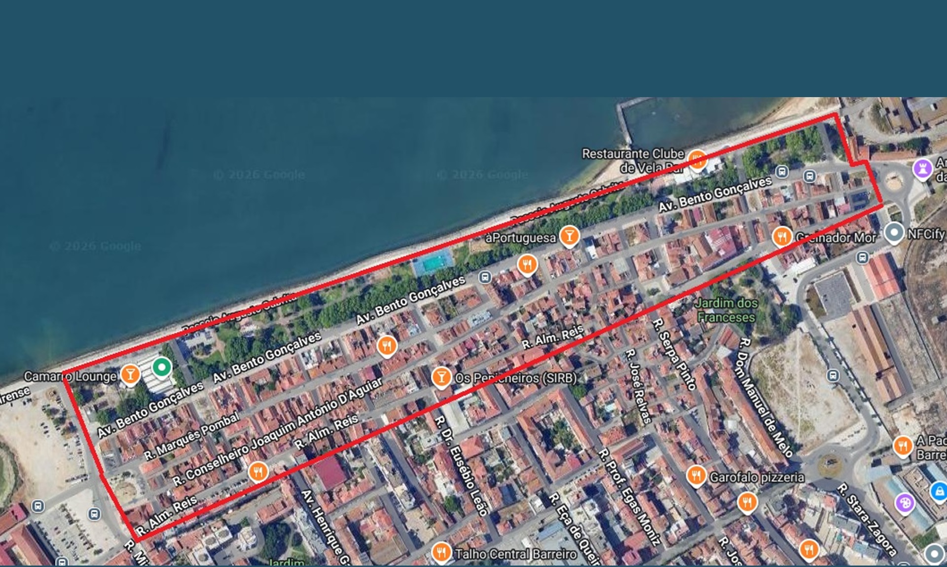 Mapa com a área abrangida pela Ação de Limpeza no Barreiro Velho a 28 maio 2026
