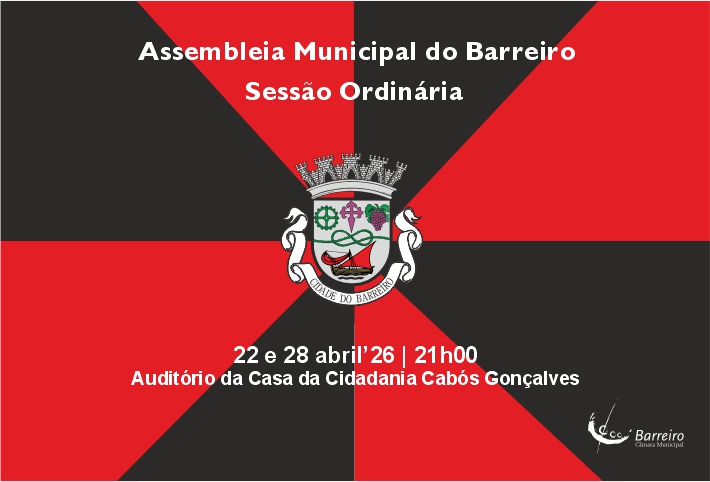 Cartaz da Sessão Ordinária da Assembleia Municipal do Barreiro do mês de abril