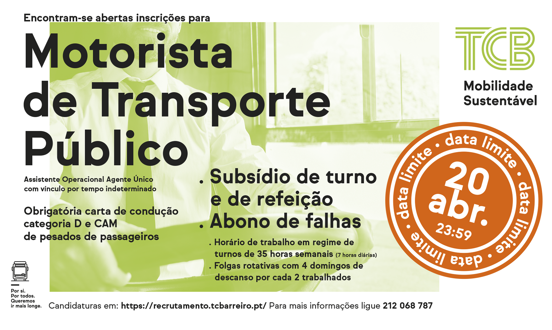 oferta de emprego TCB agente único