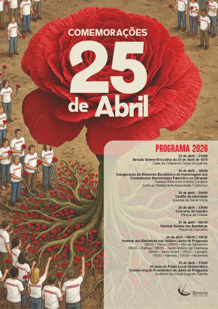 Imagem do 25 de Abril 2026 no Barreiro com o Programa