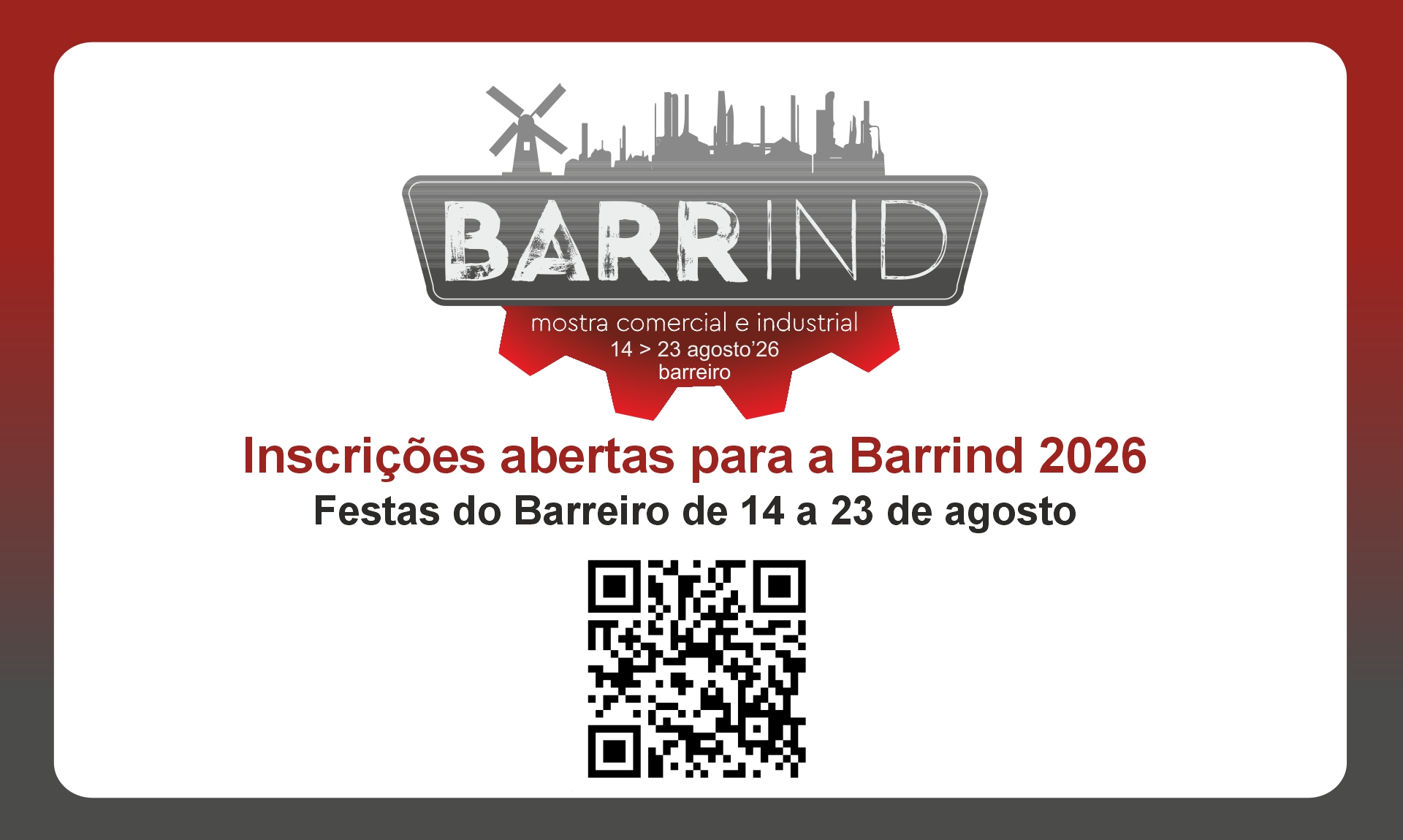 imagem BARRIND 2026 com Inscrições abertas