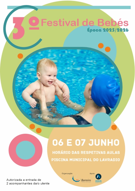 Imagem do Festival de Bebés 2025/2026, 6 e 7 junho 2026 na Piscina Municipal do Lavradio
