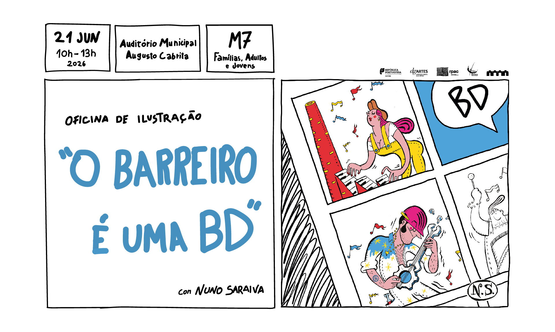 Oficina de ilustração “O Barreiro é uma BD” com Nuno Saraiva