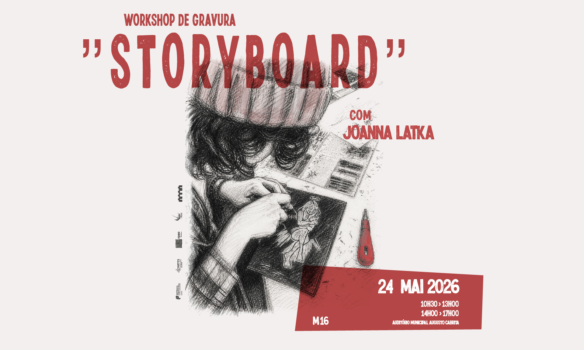 Cartaz do workshop de gravura no amac