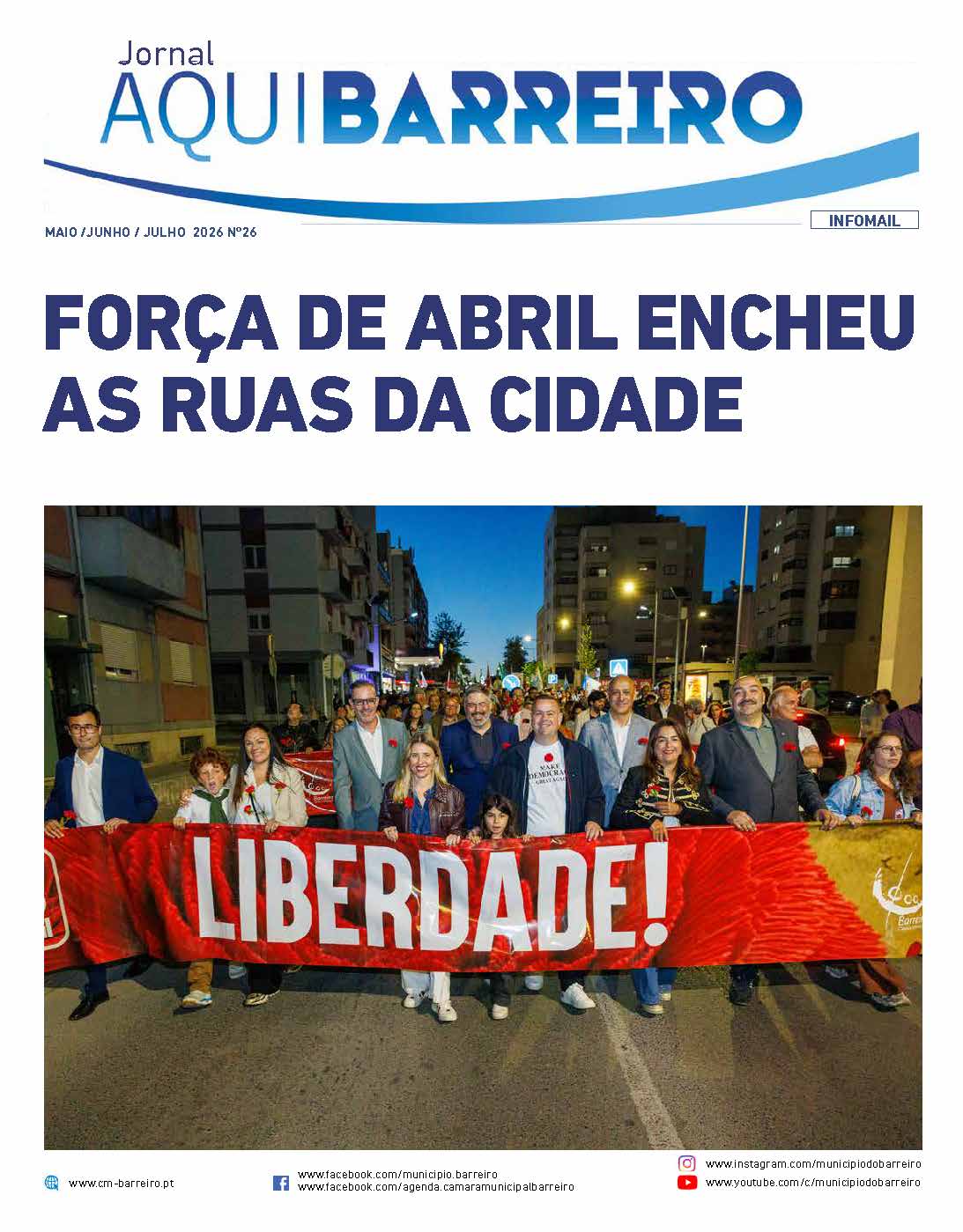 Capa do Jornal Municipal Aqui Barreiro, Edição maio, junho e julho 2026