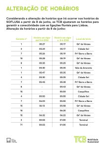 alteração dos horários dos TCB