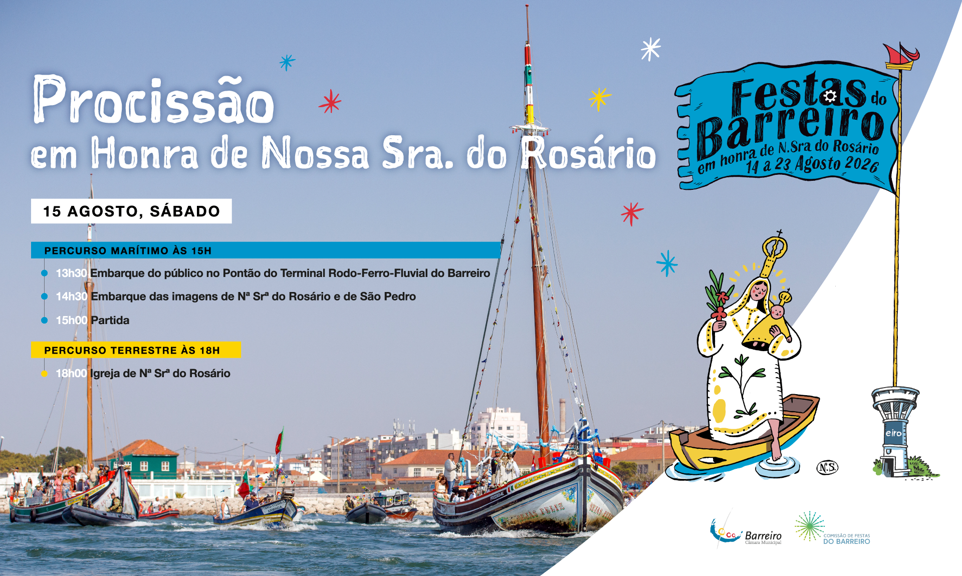 Cartaz da Procissão marítima e terrestre em honra de Nossa Senhora do Rosário a 15/8/26