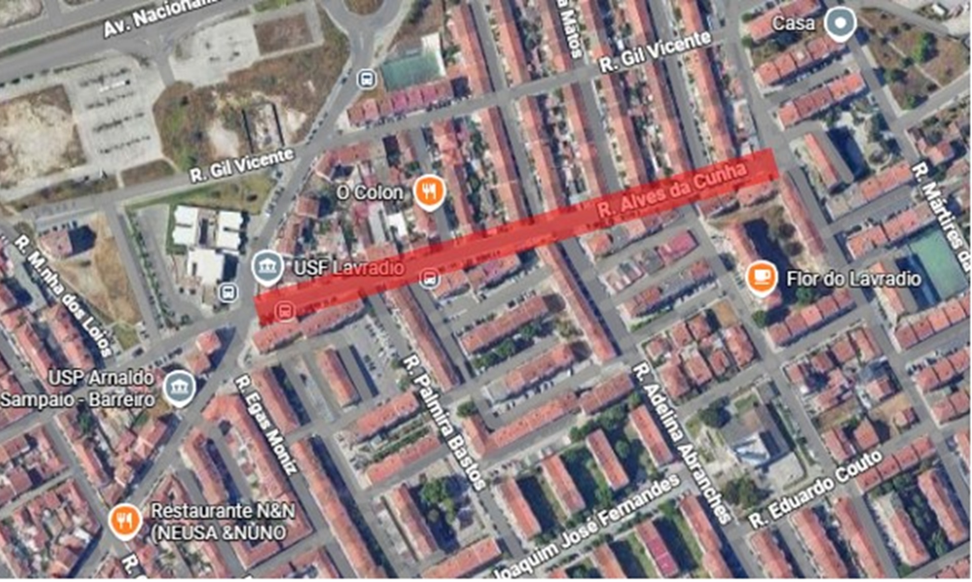 Imagem do Corte do trânsito a partir de 31 de agosto 2026 na Rua Alves da Cunha, Lavradio