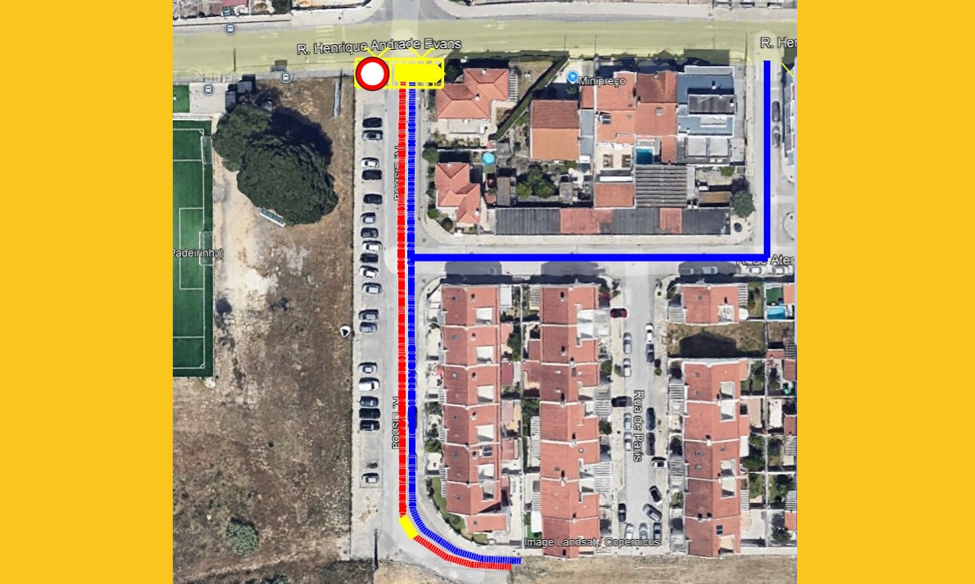 Imagem com esquema do corte de trânsito e alternativas de circulação