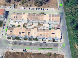 Vista satélite da Rua da Serração com percurso alternativo dos TCB