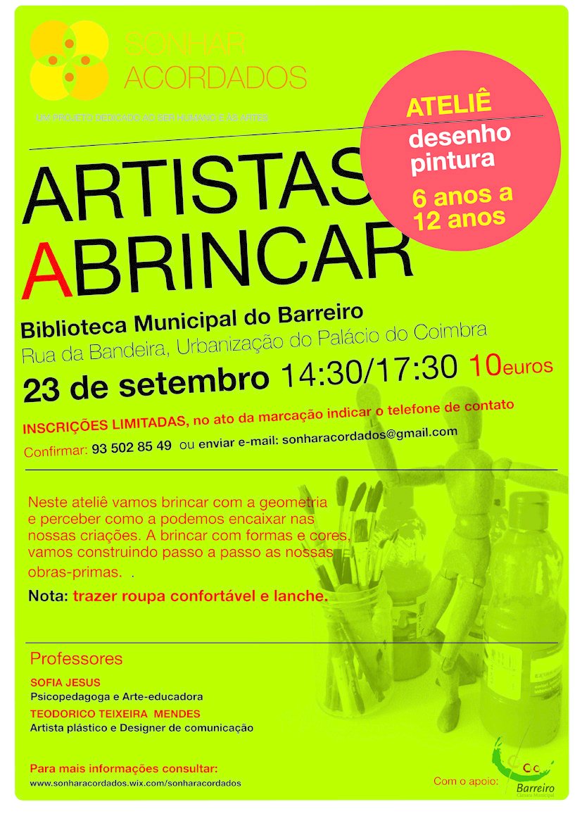 Ateliê “Artistas a Brincar” Inscrições abertas