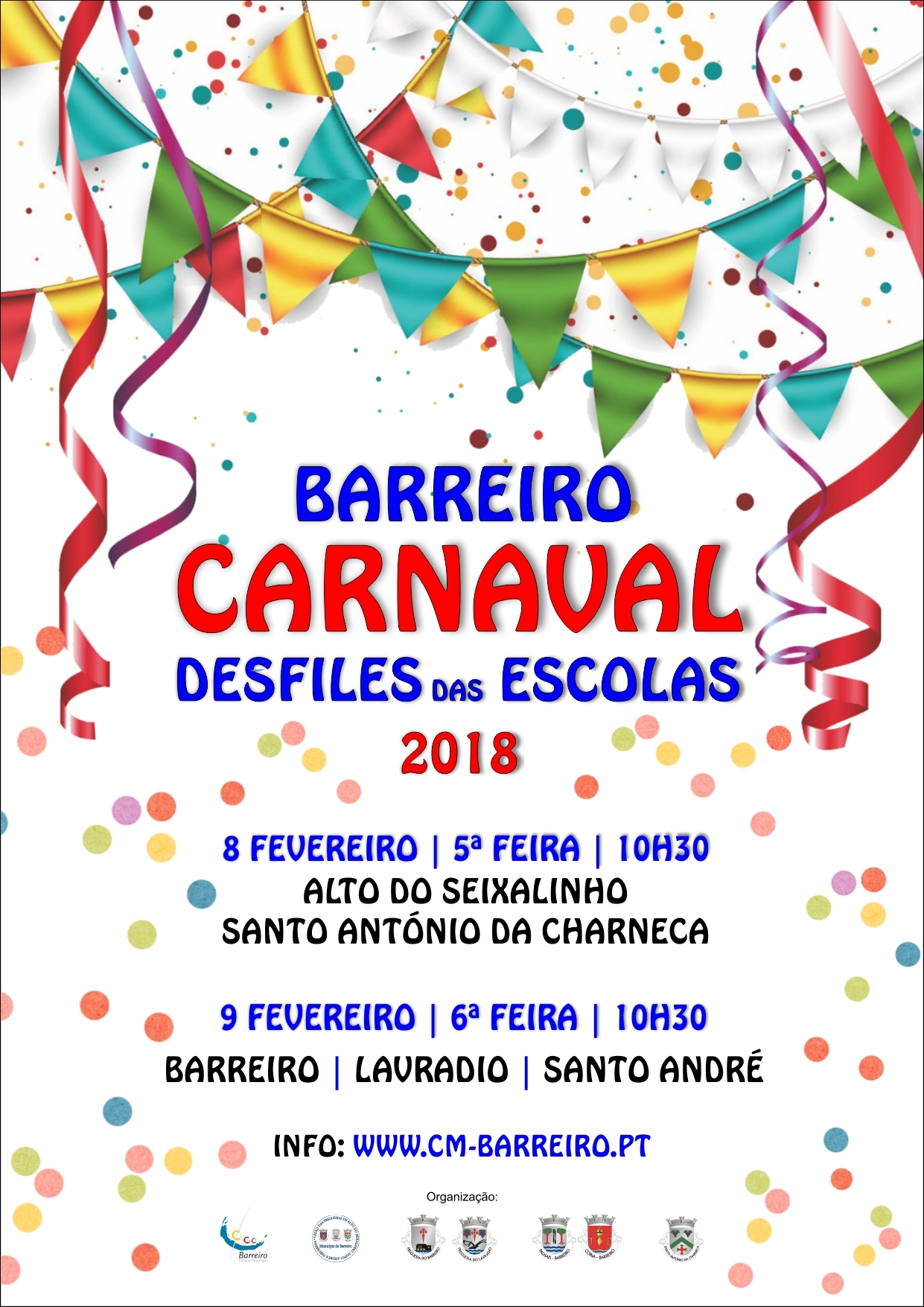 Desfiles de Carnaval das Escolas 2018 na rua a 8 e 9 de fevereiro