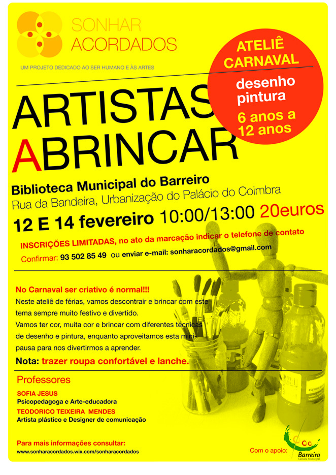 Ateliê de Carnaval “Artistas a Brincar” |  Inscrições abertas