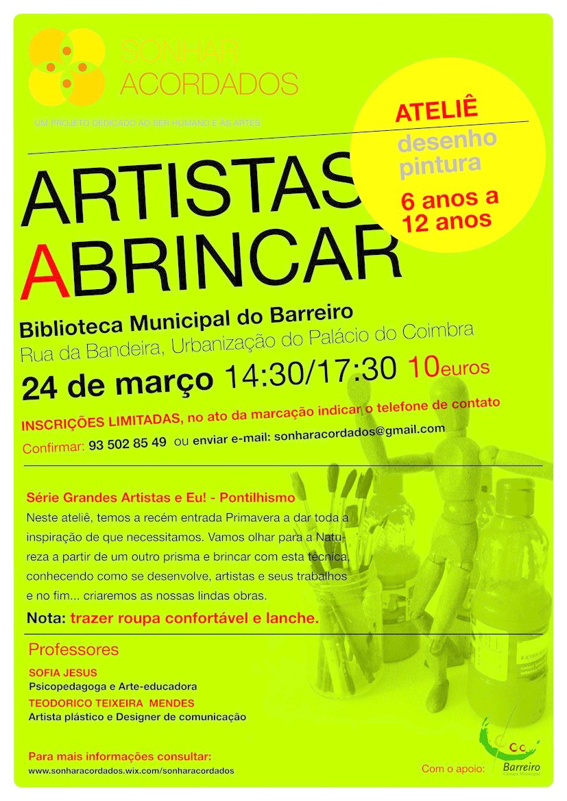 Ateliê “Artistas a Brincar” |  Inscrições abertas