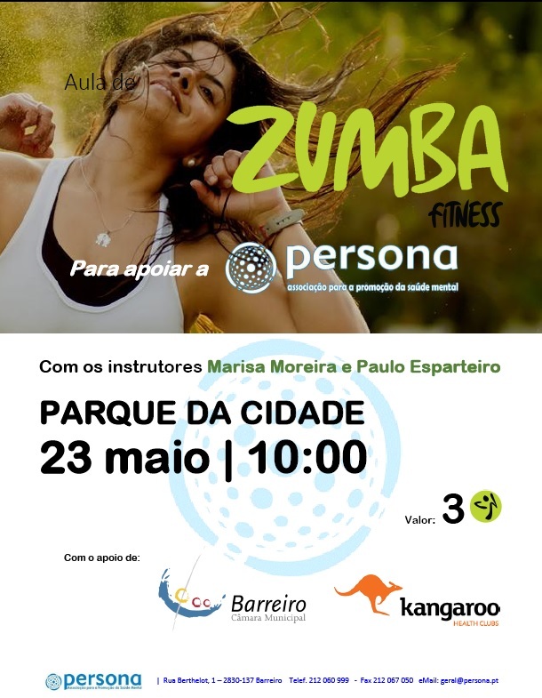 Aula de Zumba no Parque com angariação de donativos para Persona