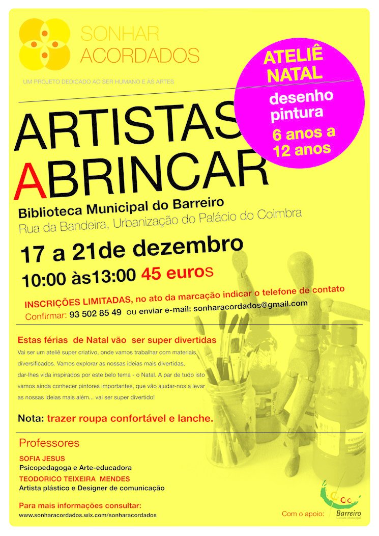 Ateliê “Artistas a Brincar” |  Inscrições abertas