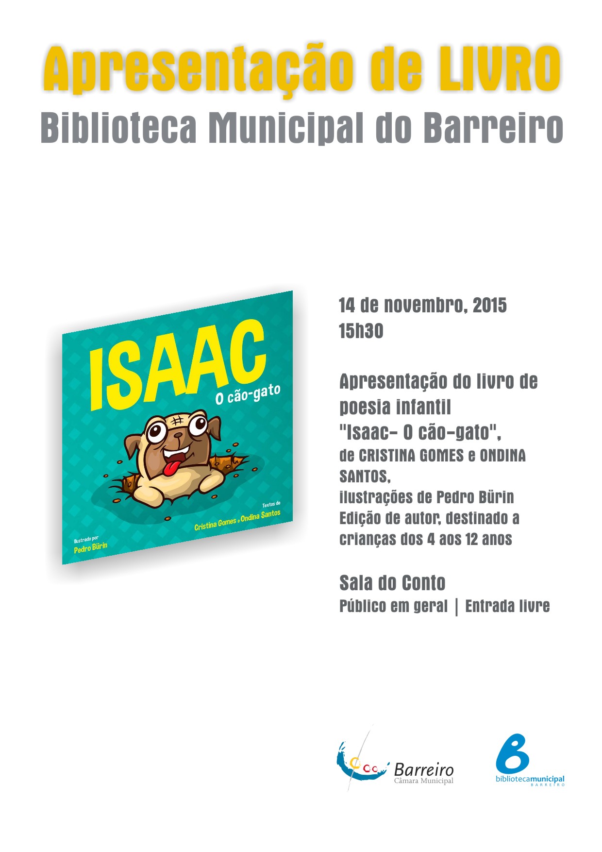 14 de novembro | 15h30 | Biblioteca Municipal do Barreiro  |  APRESENTAÇÃO DO LIVRO “Isaac ...