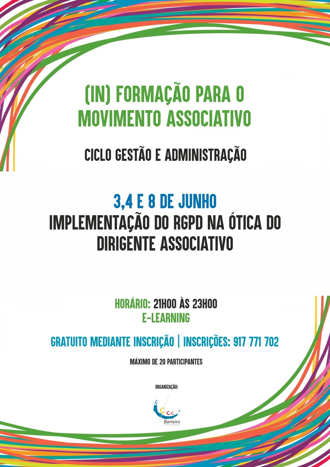 Implementação do RGPD na ótica do Dirigente Associativo | Formação ONLINE | 3, 4 e 8 de junho