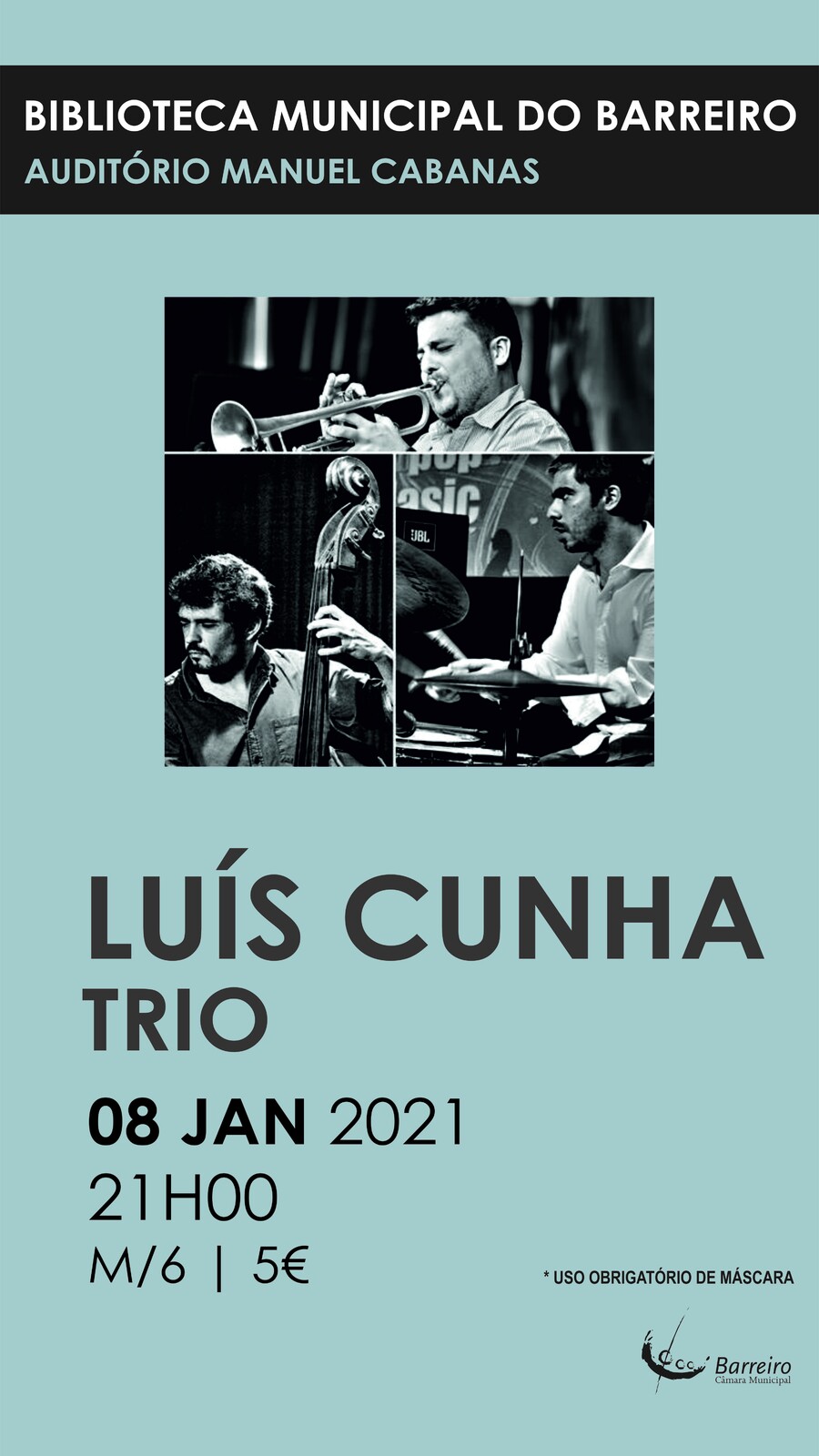 ADIADO | Concerto Luís Cunha, trio | Jazz | Biblioteca