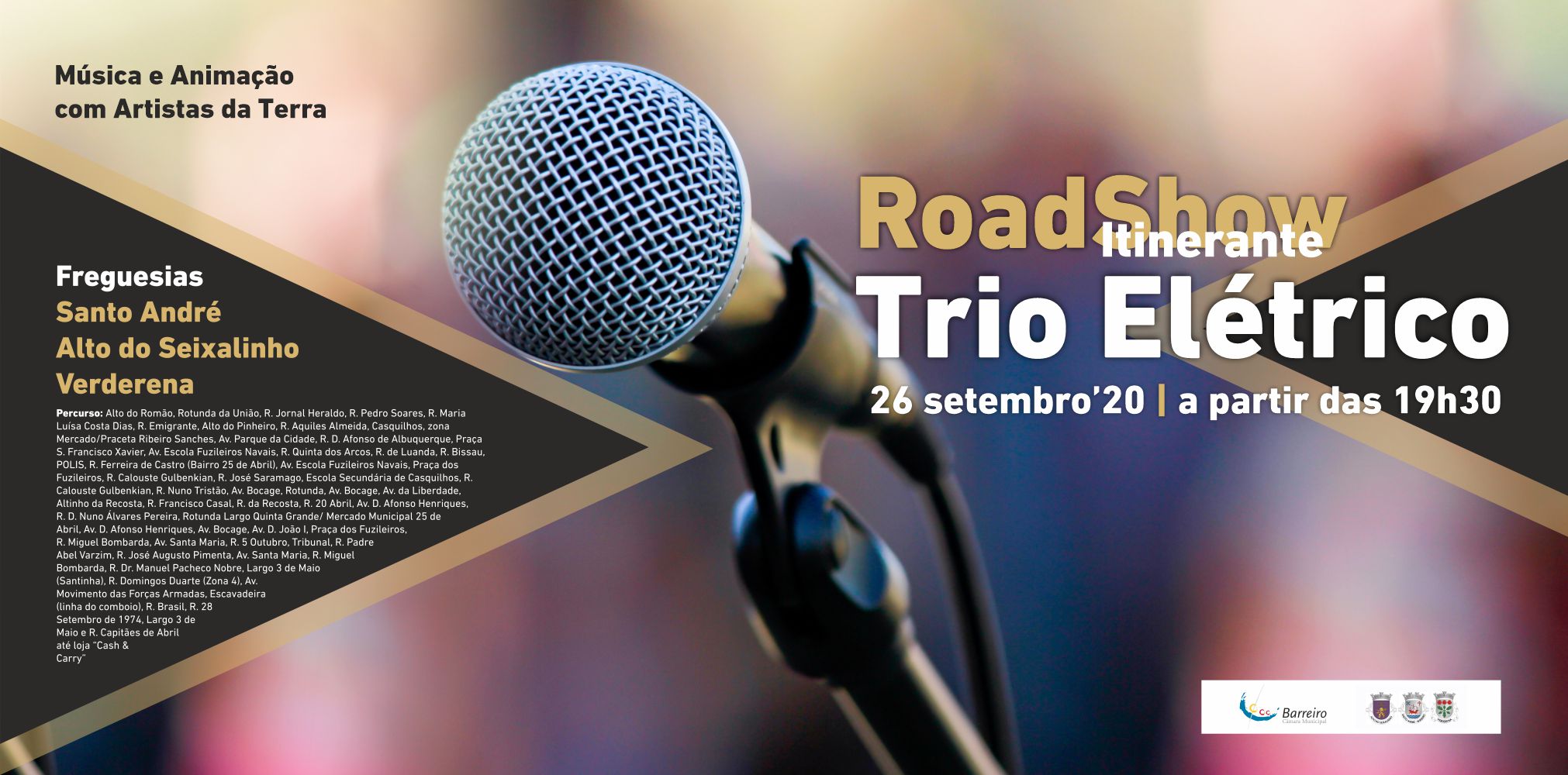 RoadShow | Música e animação | A. Seixalinho, Santo André e Verderena | 19h30/23h30