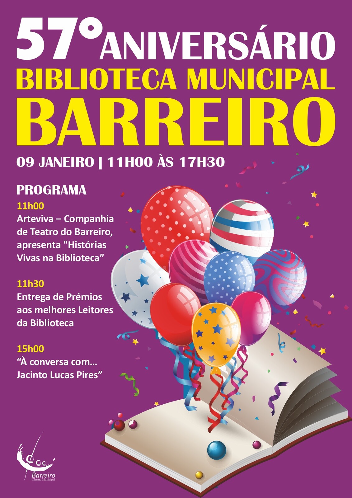 Biblioteca Municipal do Barreiro | 57º Aniversário | Programa