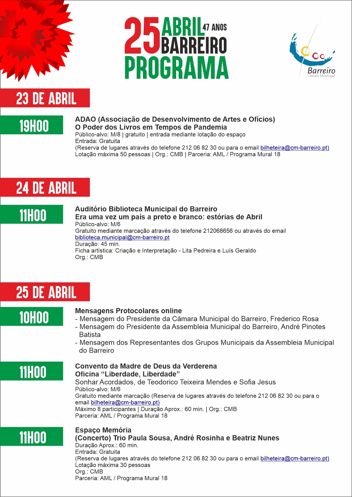 25 de Abril | Comemorações | Programa