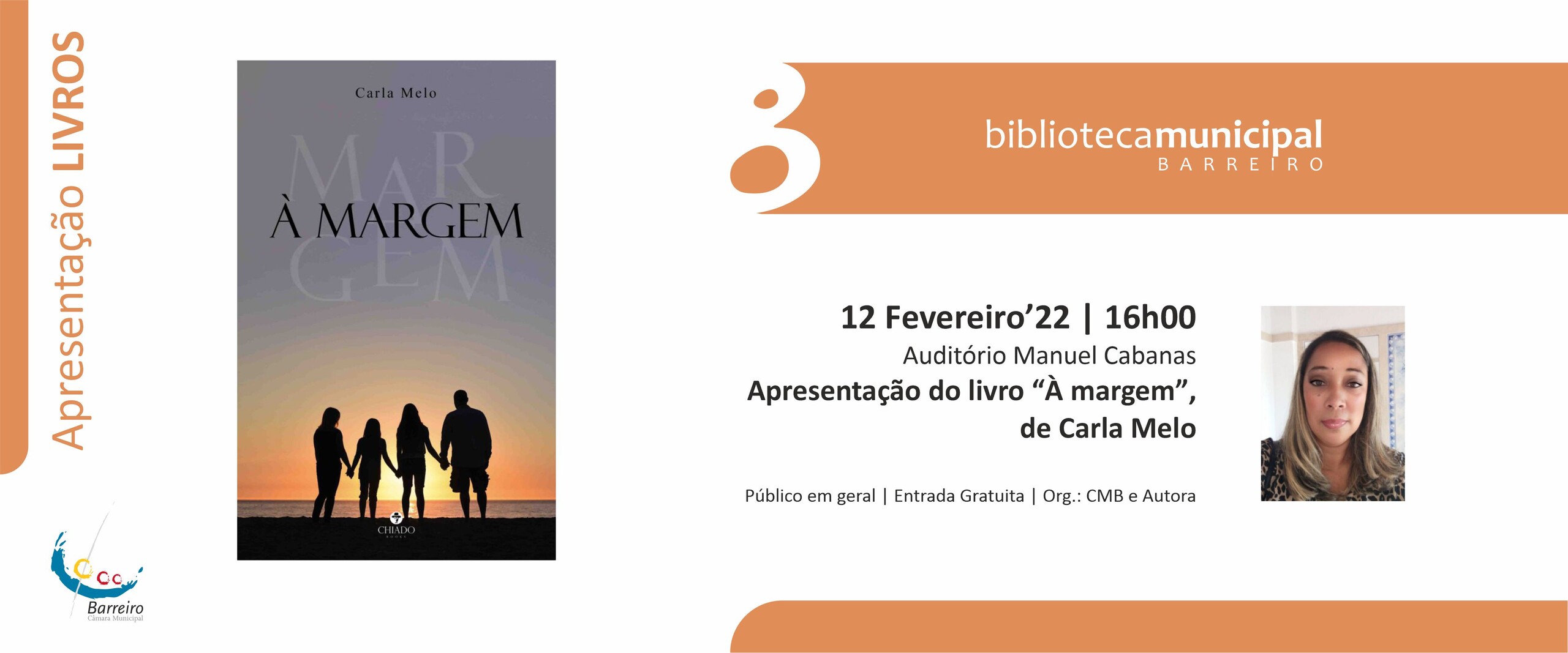 ADIADO para 7 de MAIO | Apresentação do livro “À margem” de Carla Melo