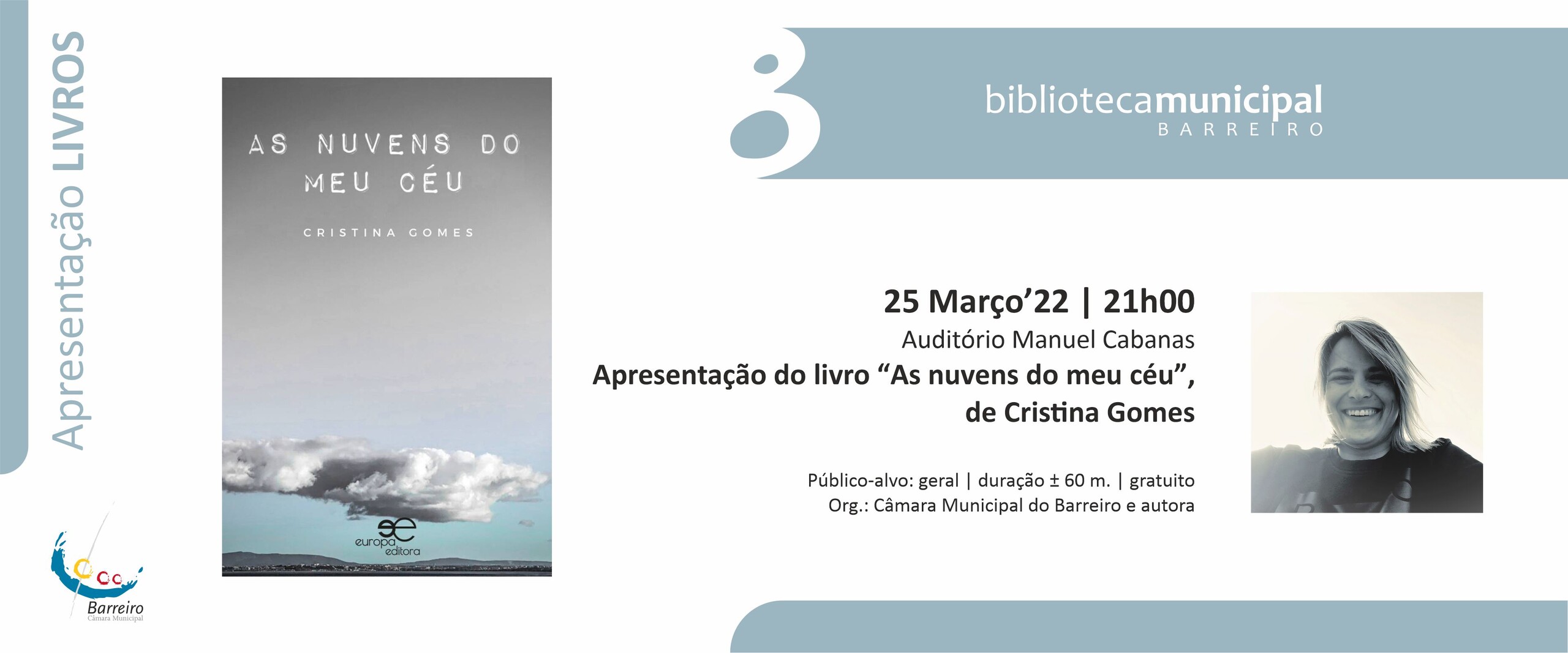 Apresentação de livro “As nuvens do meu céu” de Cristina Gomes