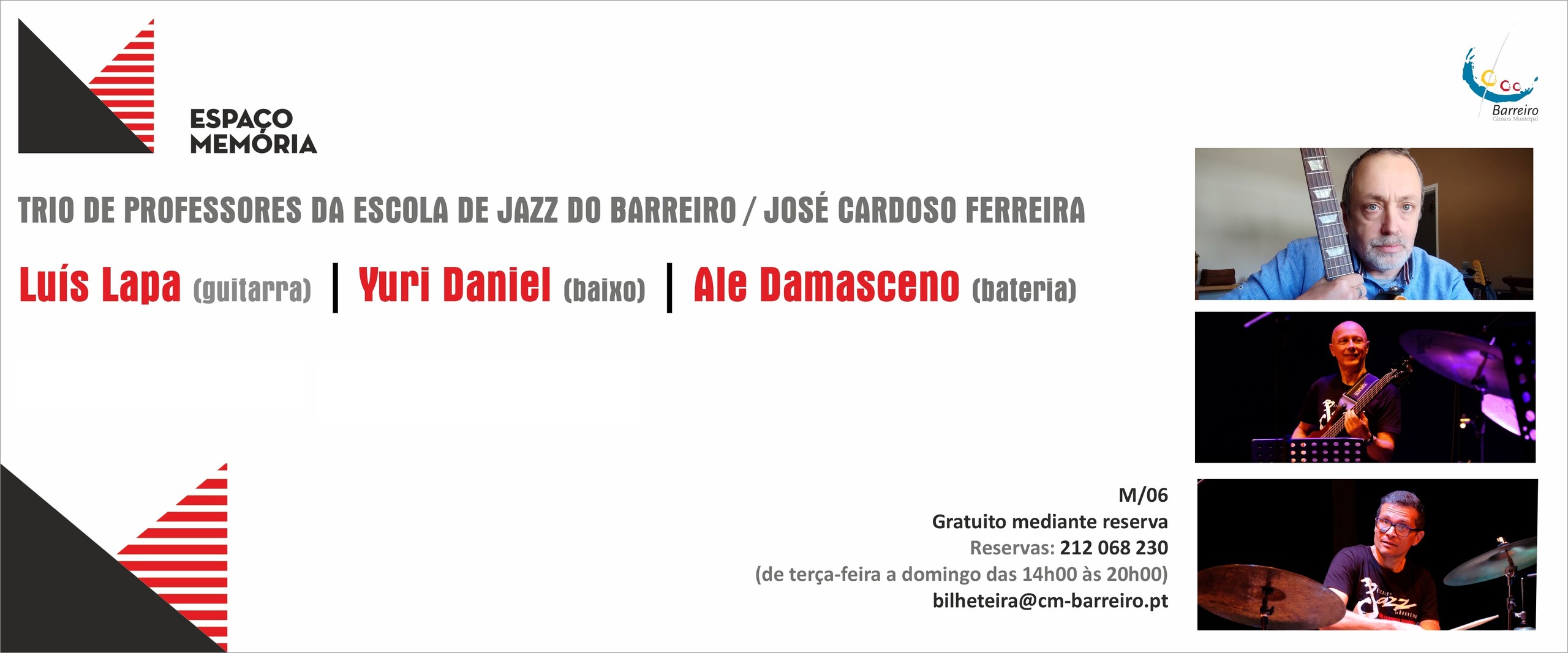ADIADO | Trio de professores da Escola de Jazz do Barreiro / José Cardoso Ferreira | Concerto