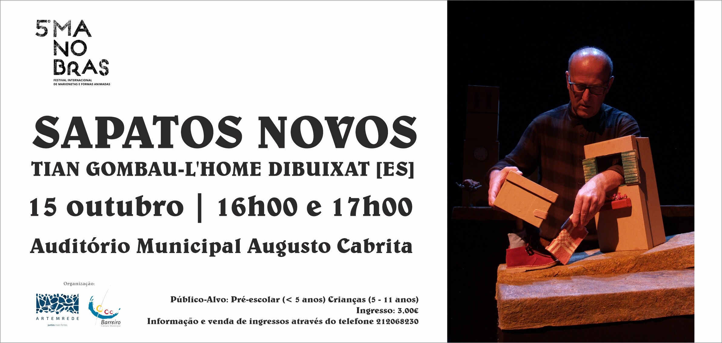 Sapatos Novos com Tian Gombau – L'Home Dibuixat, dia 15/10/22, às 16h e 17h, no AMAC